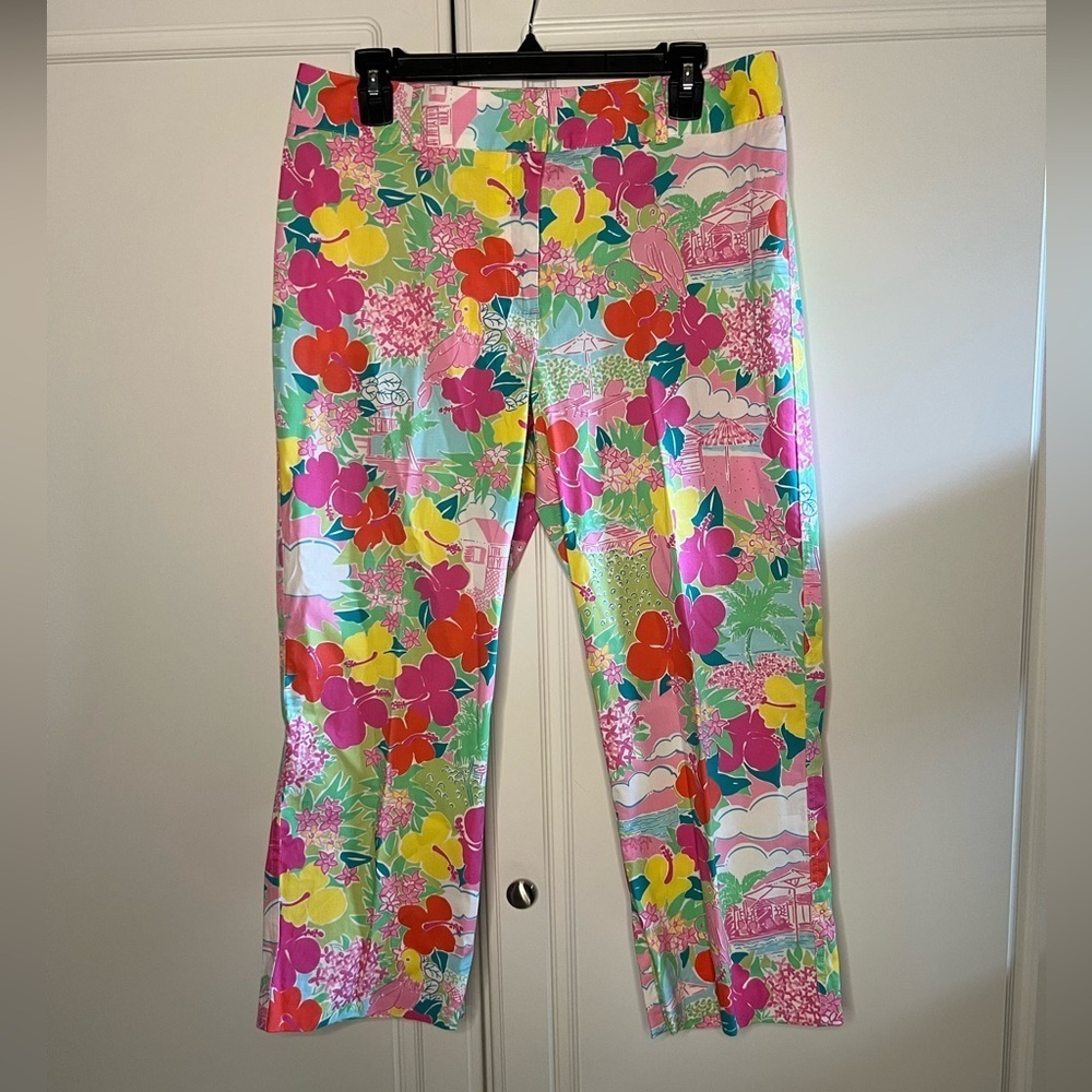 Vintage Lilly Pulitzer Floral Tropical Stretch Pants Y2K era